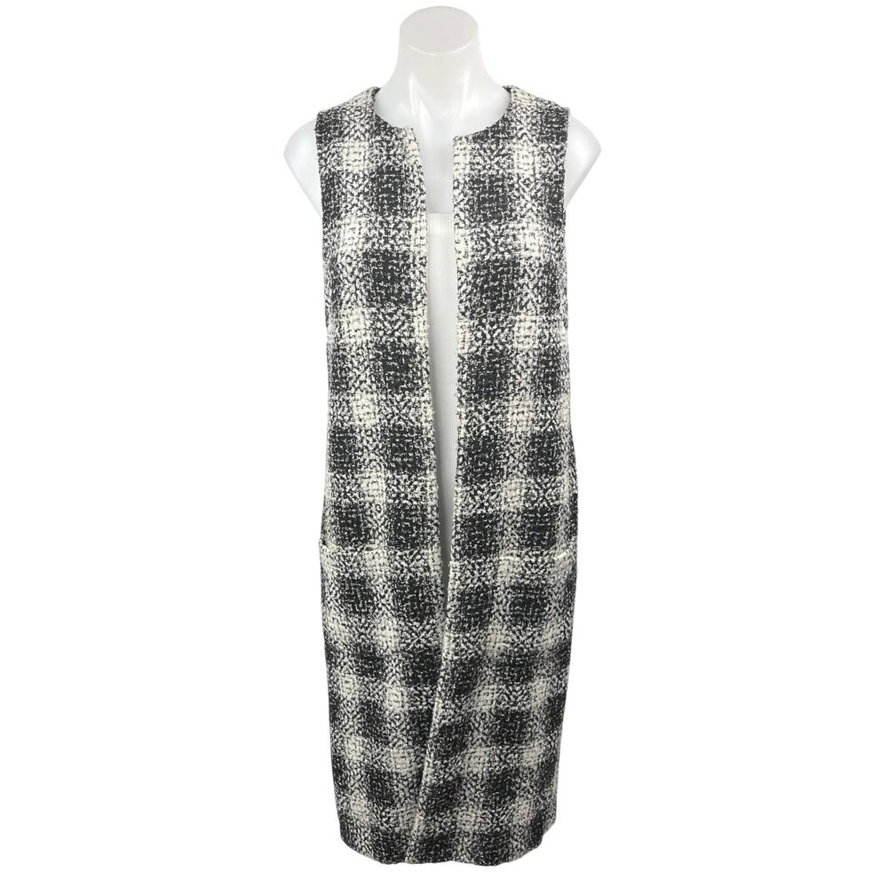 BCBGeneration Plaid Sleeveless Midi Long Duster Blazer Cardigan Coat Jacket Sz S